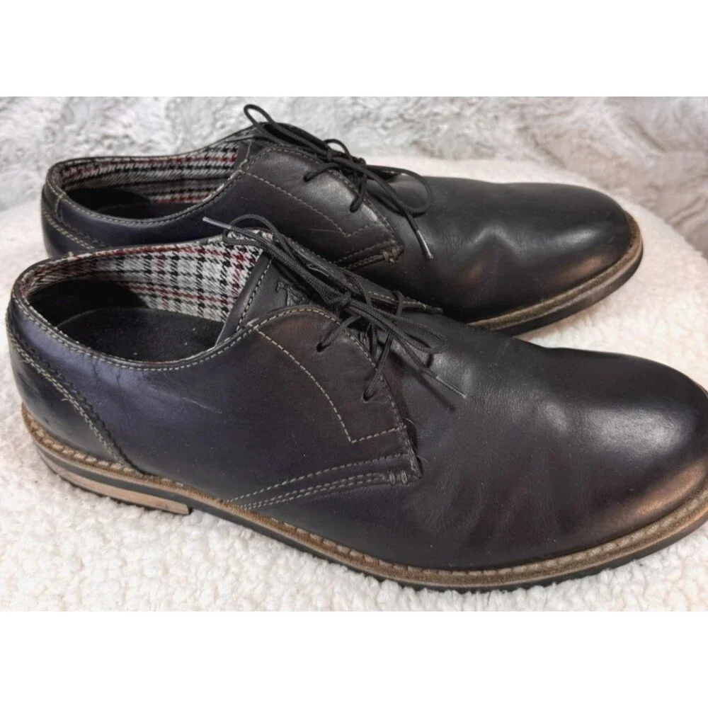Original Penguin Black Dark Brown Leather Loafers Oxfords‎ Men's 12
